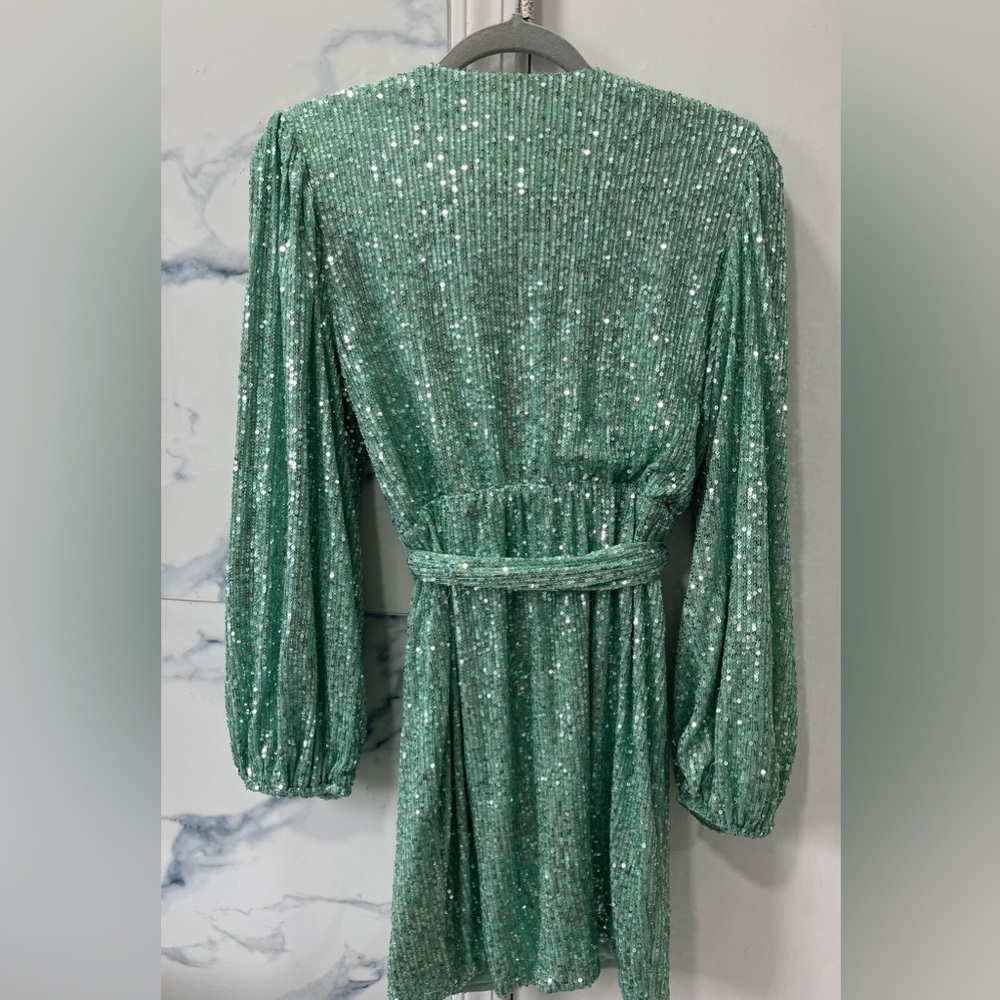 mint formal sequin mini dress - Picture 2 of 3